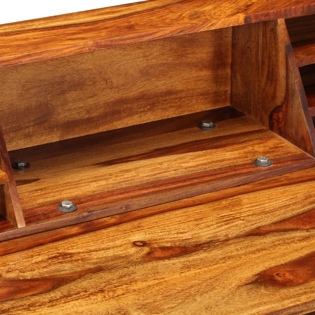 KHNLGFR Solid Acacia Wood Desk with 2 Drawers, Bookshelves and Keyboard Shelf, 43.3"x19.7"x37" Writing Computer Desk with Steel Legs for Home Office