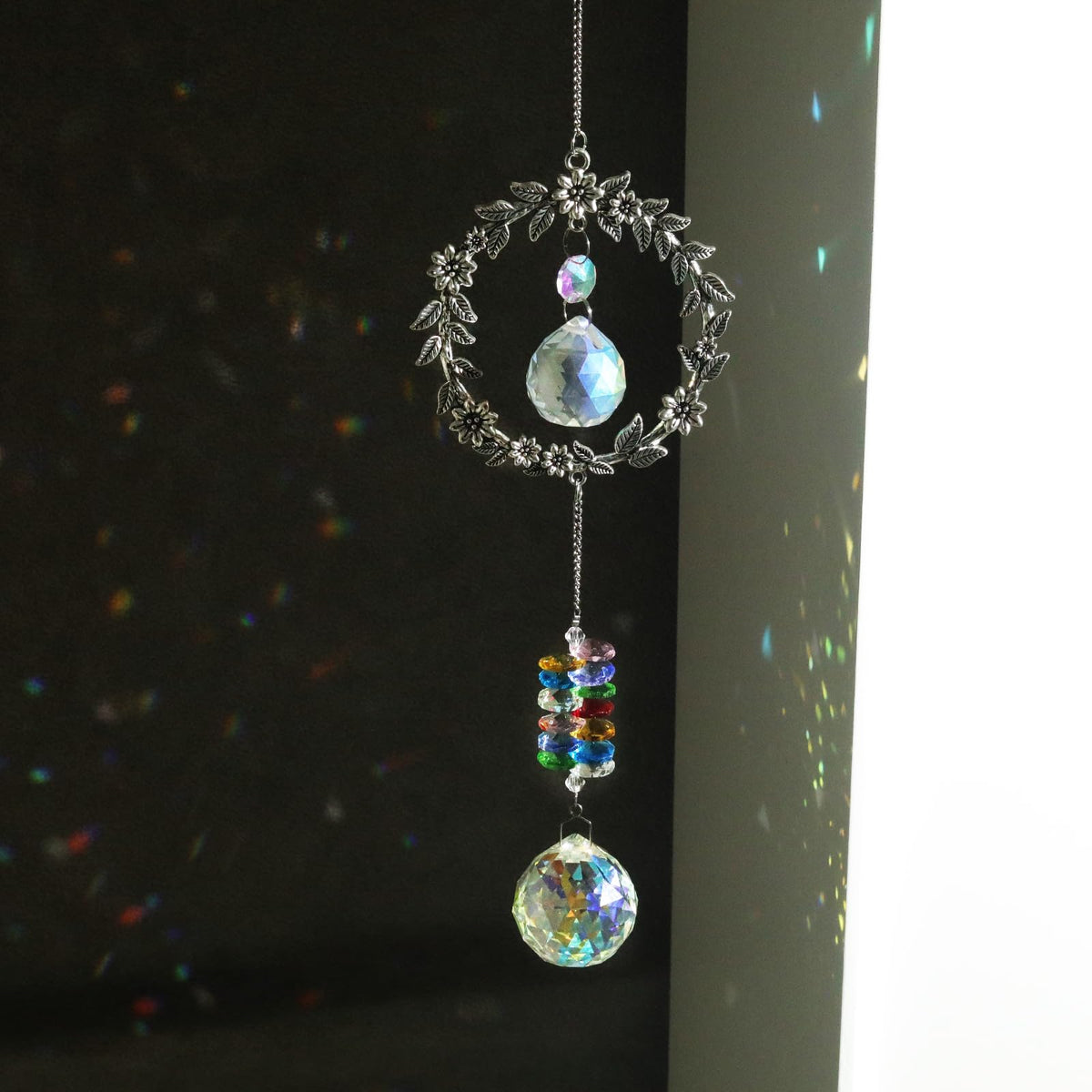 LONGSHENG - SINCE 2001 - Crystal Suncatcher for Windows Rainbow Maker Hanging Ornament Gifts for Family,Friends Sun Catcher Gifts for Mother’s Day Birthday Thanksgiving with Best Wishes Card Gift Bag