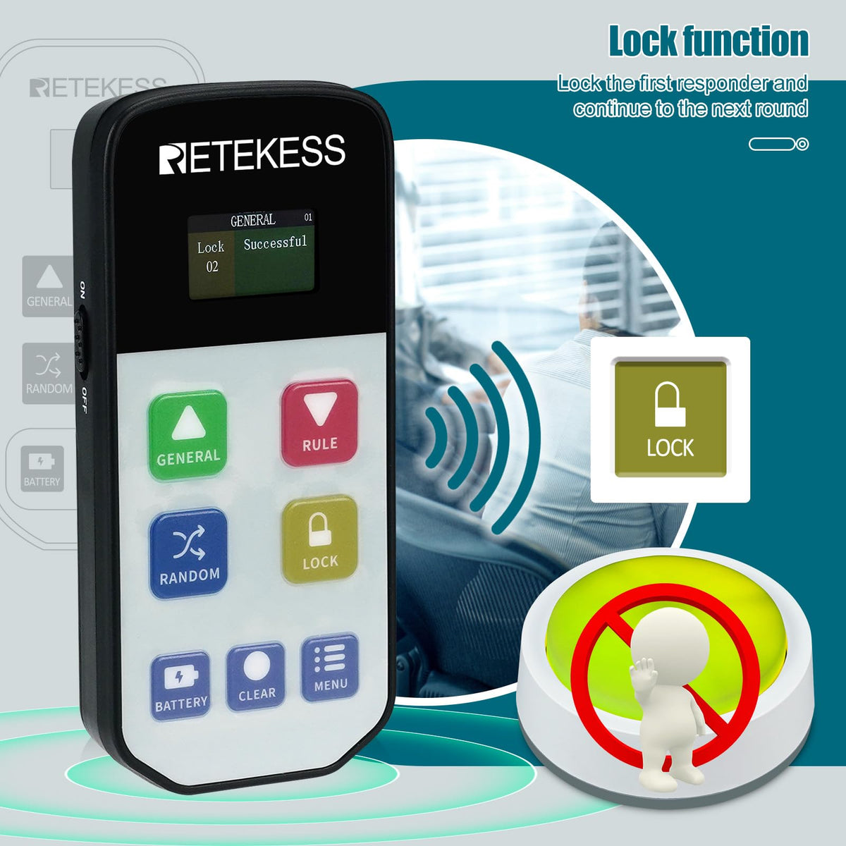 Retekess TM102 Jeopardy Buzzers, Buzzers that Show Who Buzzed First, 3 Response Modes, Buzzers for Trivia Games,Classroom Quiz,Family Feud Night and Back to School