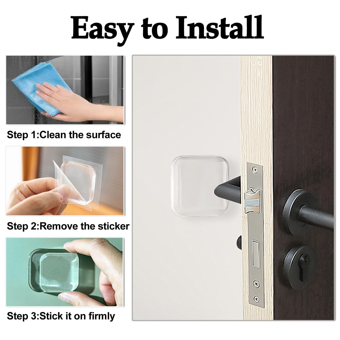 Door Stopper Wall Protector, Wall Shield Bumper Guard from Door Knobs,Sturdy Self Adhesive,Soft and Transparent,Washable Reusable Shock Absorbent Gel for Home Office (6, Transparent)