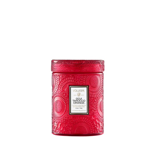 Voluspa Goji Tarocco Orange, Small Candle Jar, 5.5 oz, 50 Hour Burn Time, Coconut Wax for Clean Burning, Handcrafted in the USA