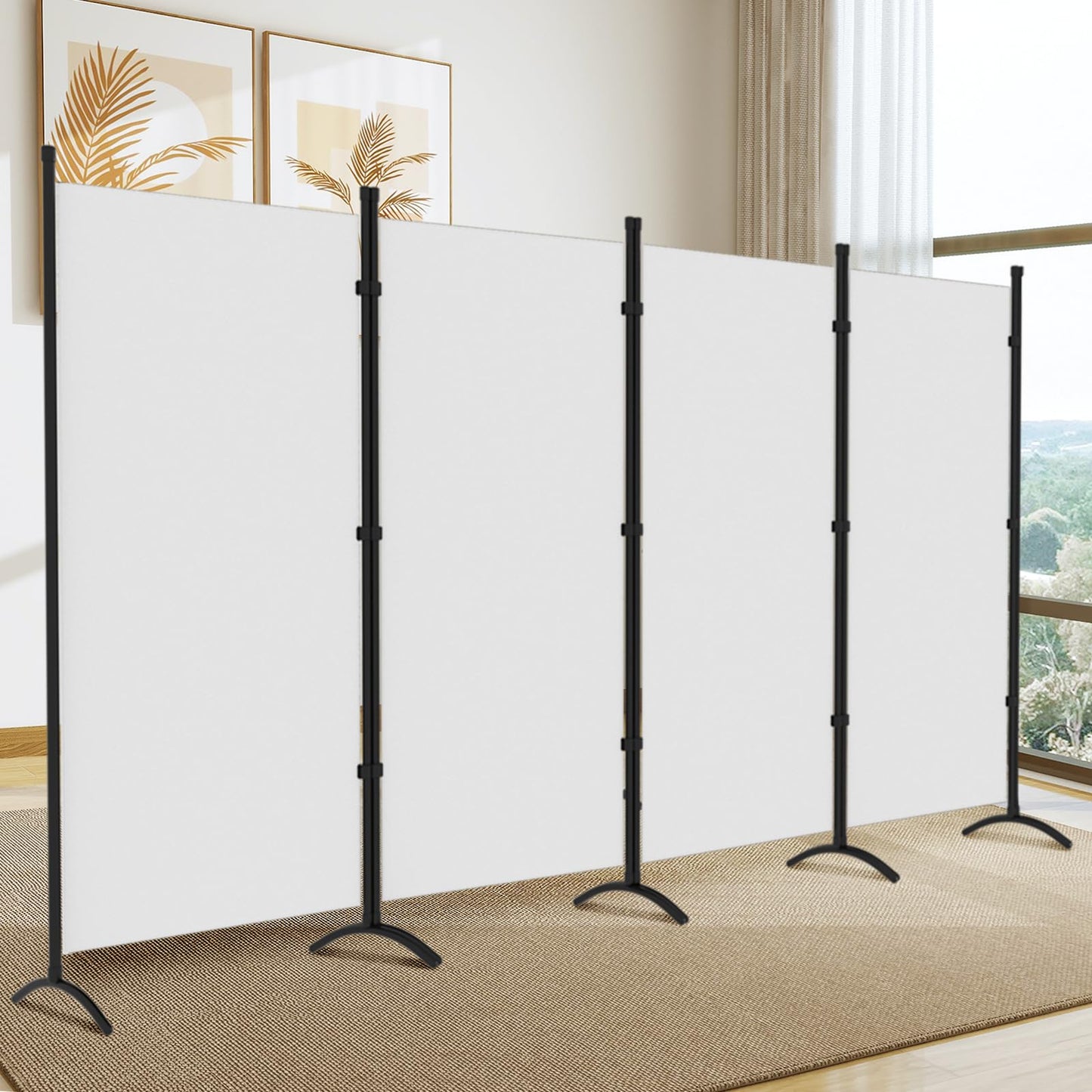 Room Divider, 6FT Tall Folding Partition Room Dividers 4 Panel, Portable and Freestanding Room Divider Screen Wall Divider for Home and Office, White