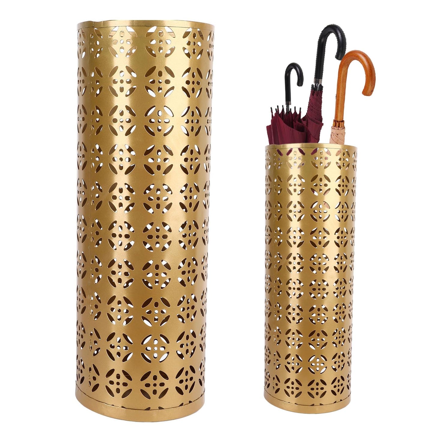 Umbrella Stand, Umbrella Holder Indoor Entryway Stylish Hollow Pattern Cane Stand Round Rack Organizer Freestanding for Home Office Hotel Entryway (M)