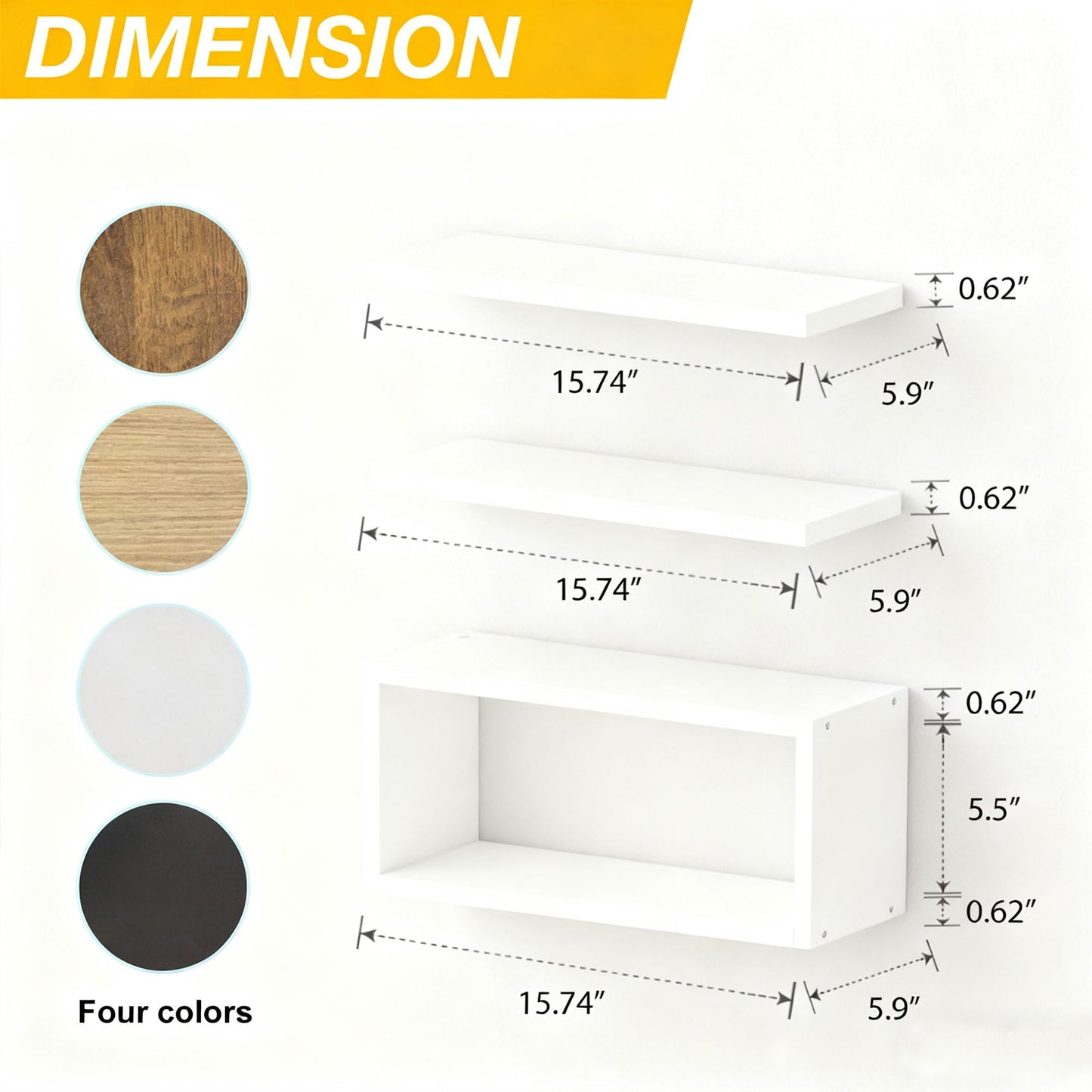 Ypvxe Wall Mounted Floating Shelf, c Long for Bedroom Living Room Kitchen Staircase Bathroom Above Toilet Wall Decoration Book Storage Room Recoration (3piece Set) White