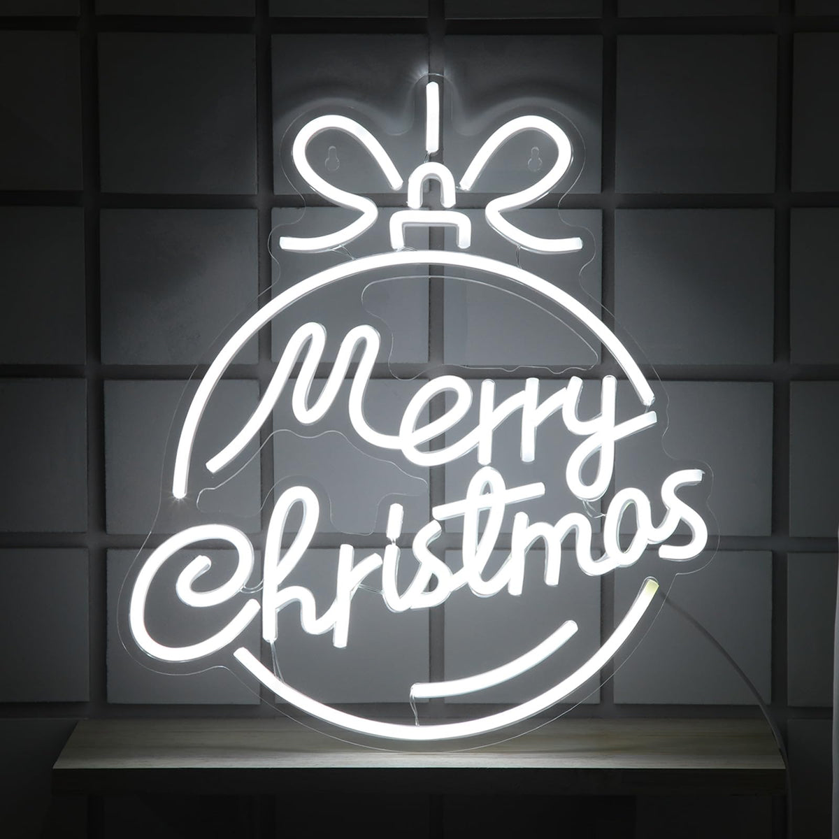 Xuhal Merry Christmas Neon Signs Acrylic Neon Light White Merry Christmas LED Light USB Powered Led Sign for Wall Decor Party Room New Year Wedding