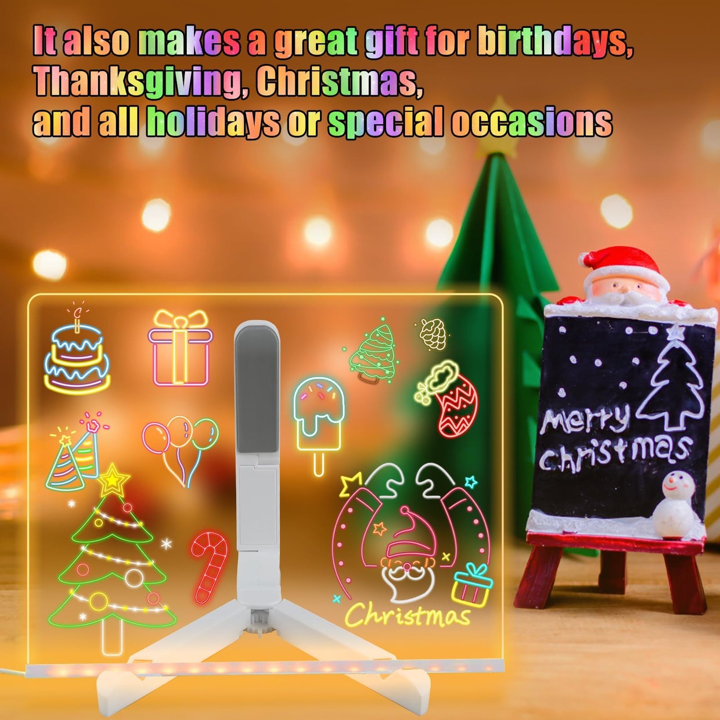 Niaoyun Led Note Board with Colors, Glowing Acrylic Dry Erase Board with Light, Light up Dry Erase Board Memo Message Board Note Glass Led Board (Large 11.8 * 7.9in)