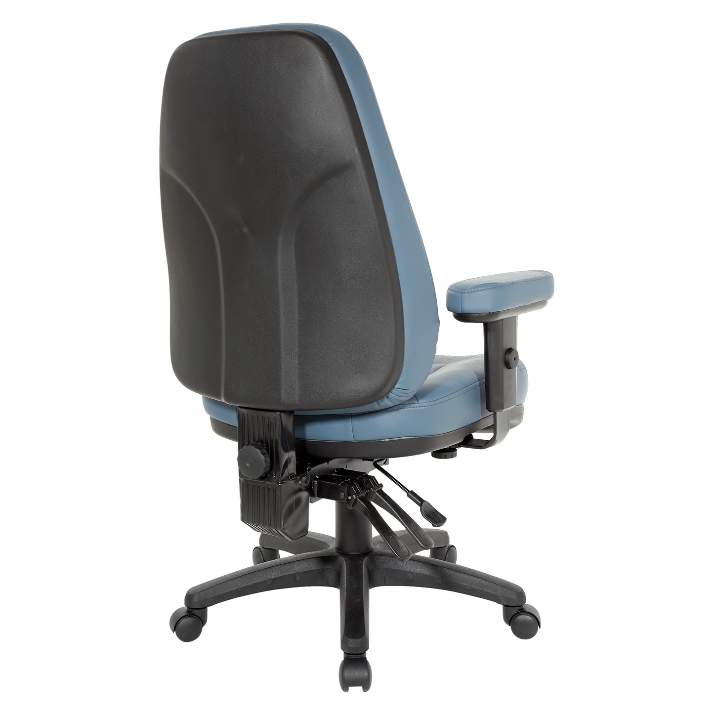 Office Star EC Series Professional Executive Ergonomic High Back Office Chair with Dual Function Control, Padded Contour Seat and Adjustable Padded Arms, Dillon Blue