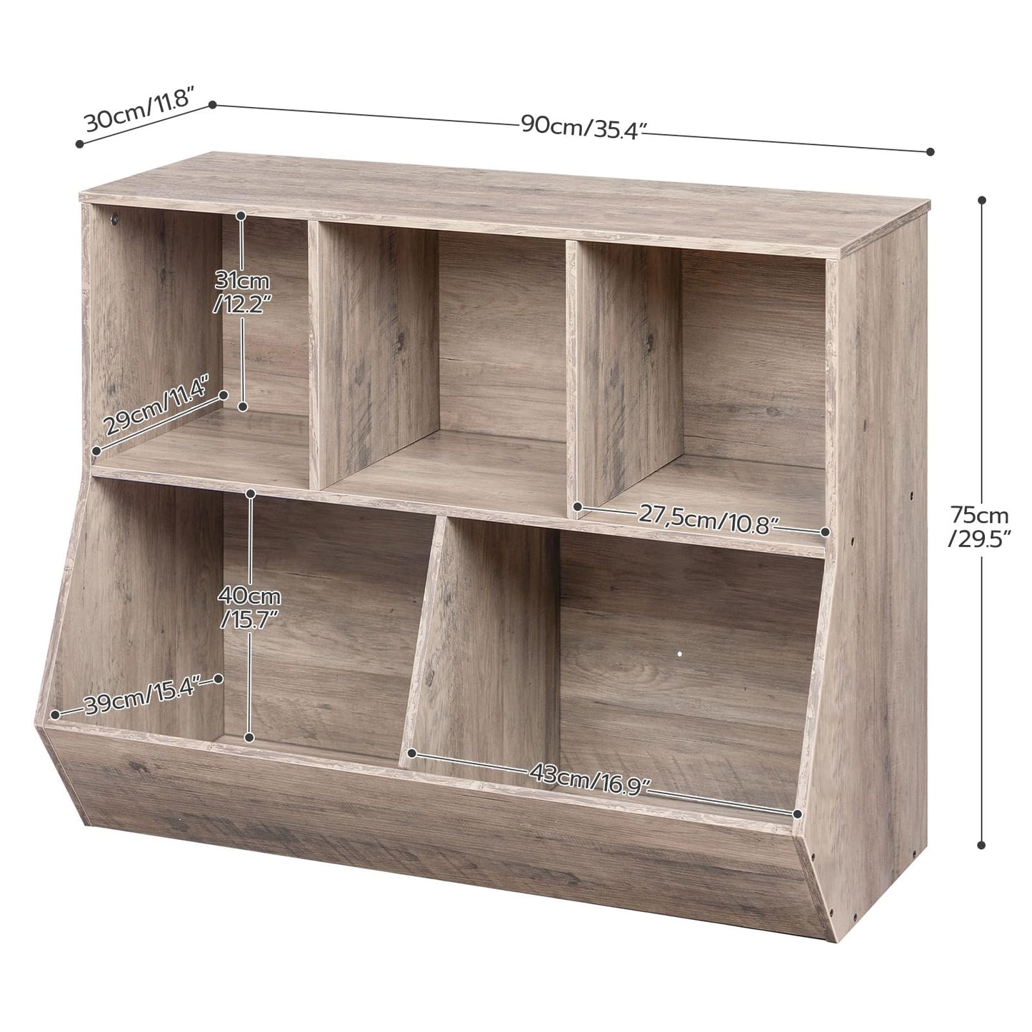 HOOBRO Kids Bookshelf, Bookcase Footboard, Toy Storage Cubby, Children's Toy Shelf, 35.4" L Toy Storage Cabinet, Fit for Children's Room, Playroom, Hallway, Kindergarten, Greige BG32CW01