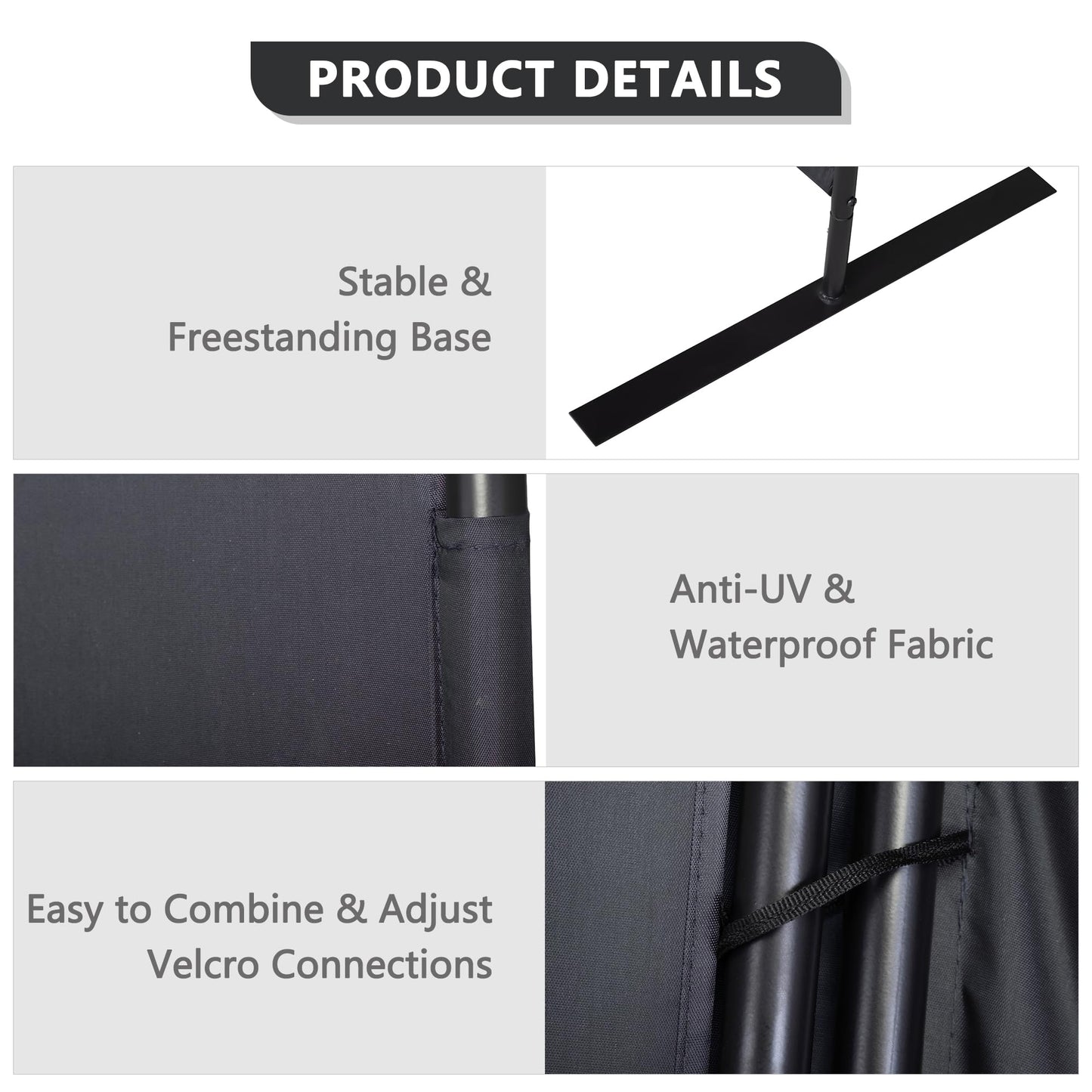 JAXPETY Room Divider Panel 6Ft Privacy Screen Wall Dividers for Room Separation Flexible Partition Folding Portable Room Partition for Office 88" W x 73" H, Black