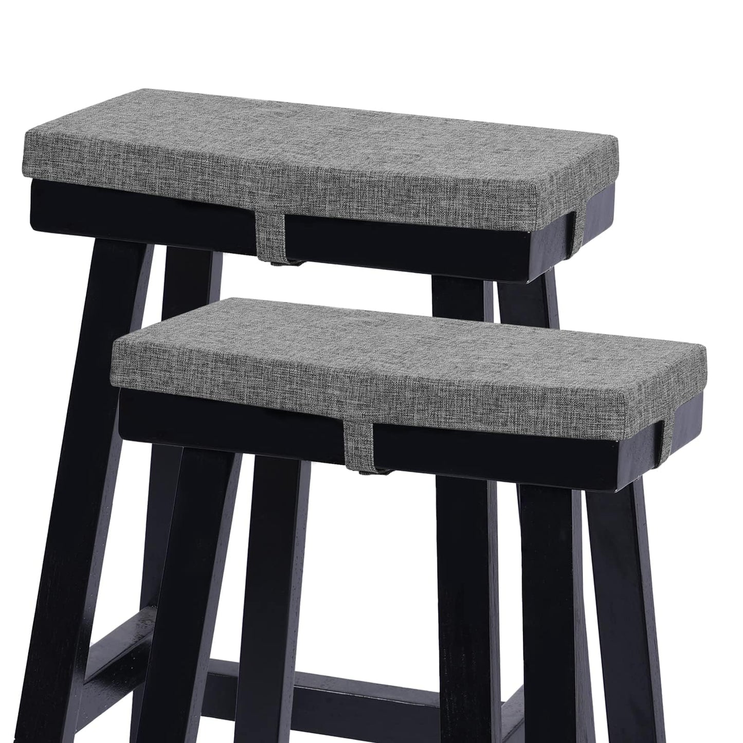 baibu Set of 2 Memory Foam Rectangle Bench Stool Cushion, Dual-Layer Design Non-Slip Saddle Stool Pads Bar Stool Cushion with Machine Washable Cover - Only 2 Pads (Grey, 18x9.5x1.5in)