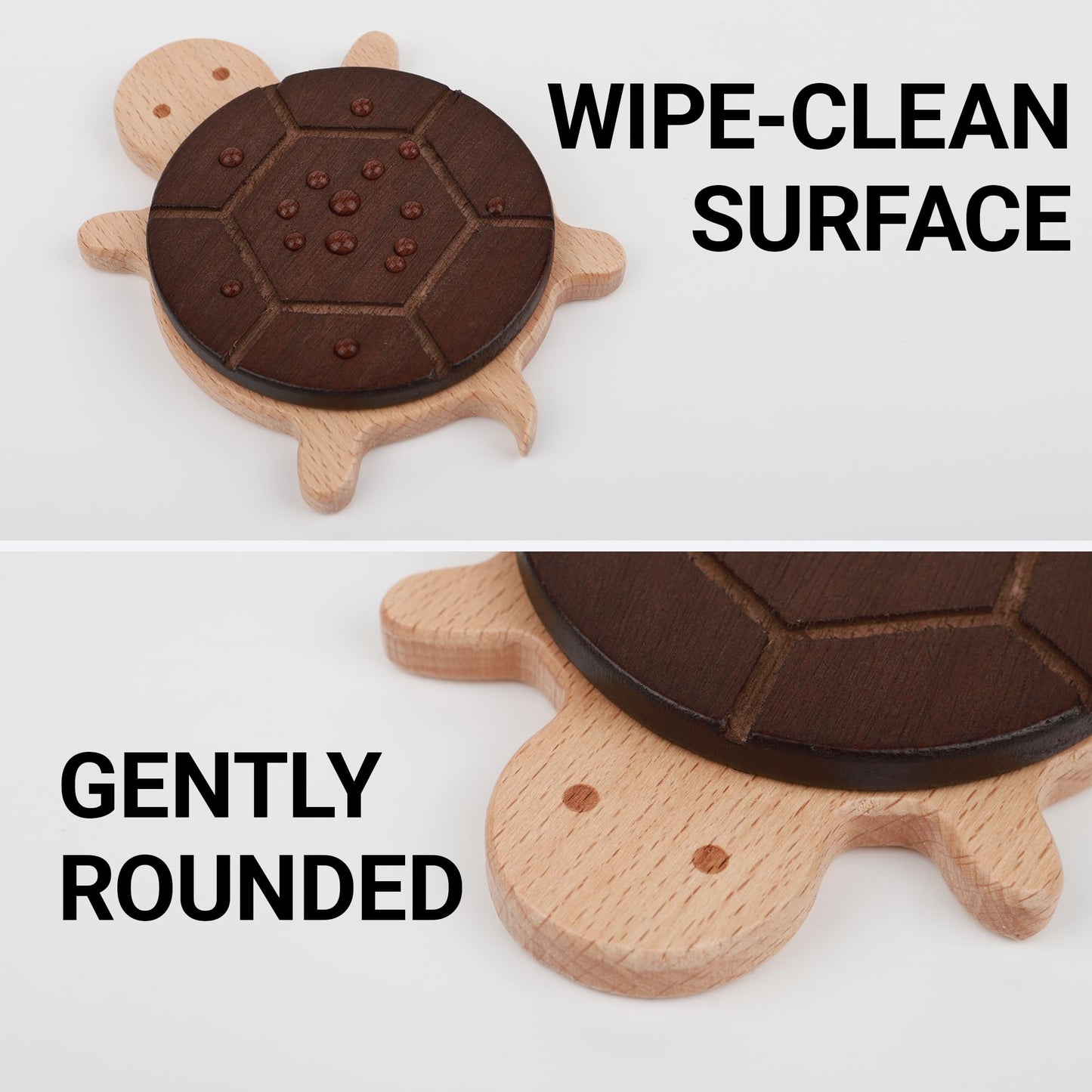 Umbrotiger Spinning Turtle Coaster - Magnetic Detachable Shell 3.5"x5" Wooden Drink Coaster for Home Office & Bedside Table