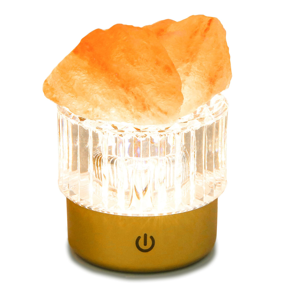 MYDAYS&DESIGN Salt Lamp Natural Pink Crystal Himalayan Salt Rocks, LED Light Dimmer with 3 Levels Cordless, Crystal Lamp Night Light Rechargeable for Room Home Decor Relaxation (Orange)