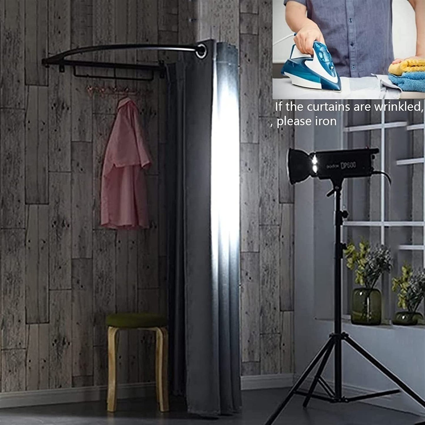 ZTIOMUK Fitting Room Freestanding Strong Shading Clothing Store Fitting Room Partition Curtain Cloakroom Exhibitions Show Boutiques Mobile Shopping Mall Store Clothing Fitting