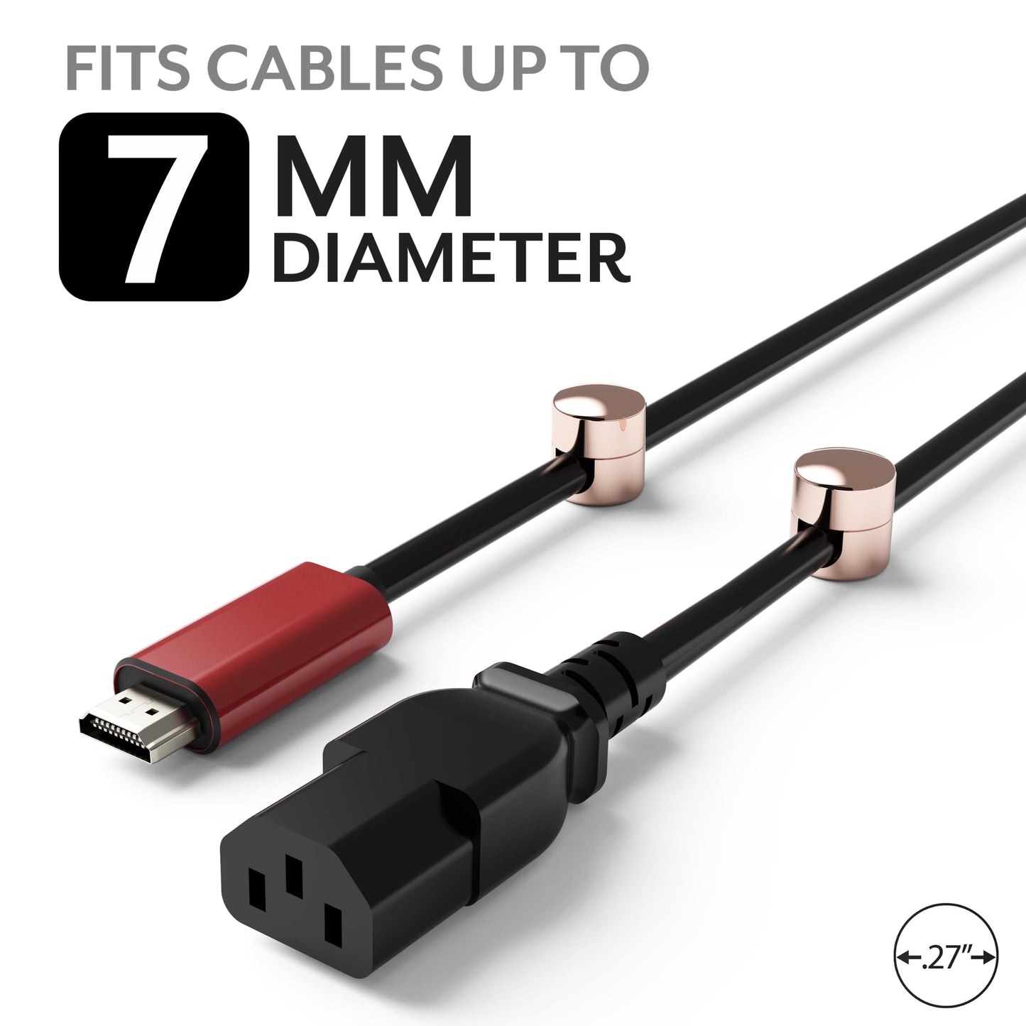 ICONIT Cable Anchors for Desk Organization | Premium Aluminum Cord Organizers | Charger + Cable Management Clips for Home & Office | Stylish, Sturdy, & Functional | (3 Pack) (Copper)