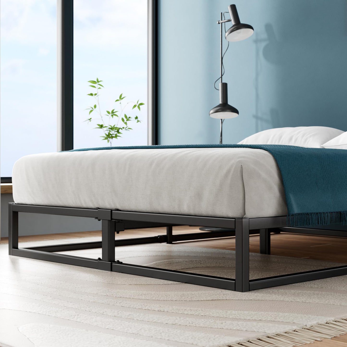 Zinus Joseph 10 Inch Platform Bed Frame, Wood Slat Support, No Box Spring Needed, Eco Friendly WonderBox(TM) Packaging, Easy Assembly, Black, Queen