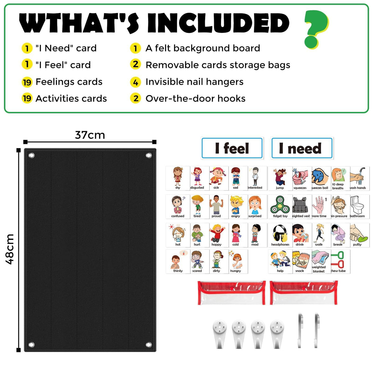 KIKIGOAL Feelings Chart For Preschool Teacher Supplies, Social Emotional Learning Pocket Chart, Autism Visual Behavior Management, Daycare Essentials, Calm Down Corner Classroom Supplies