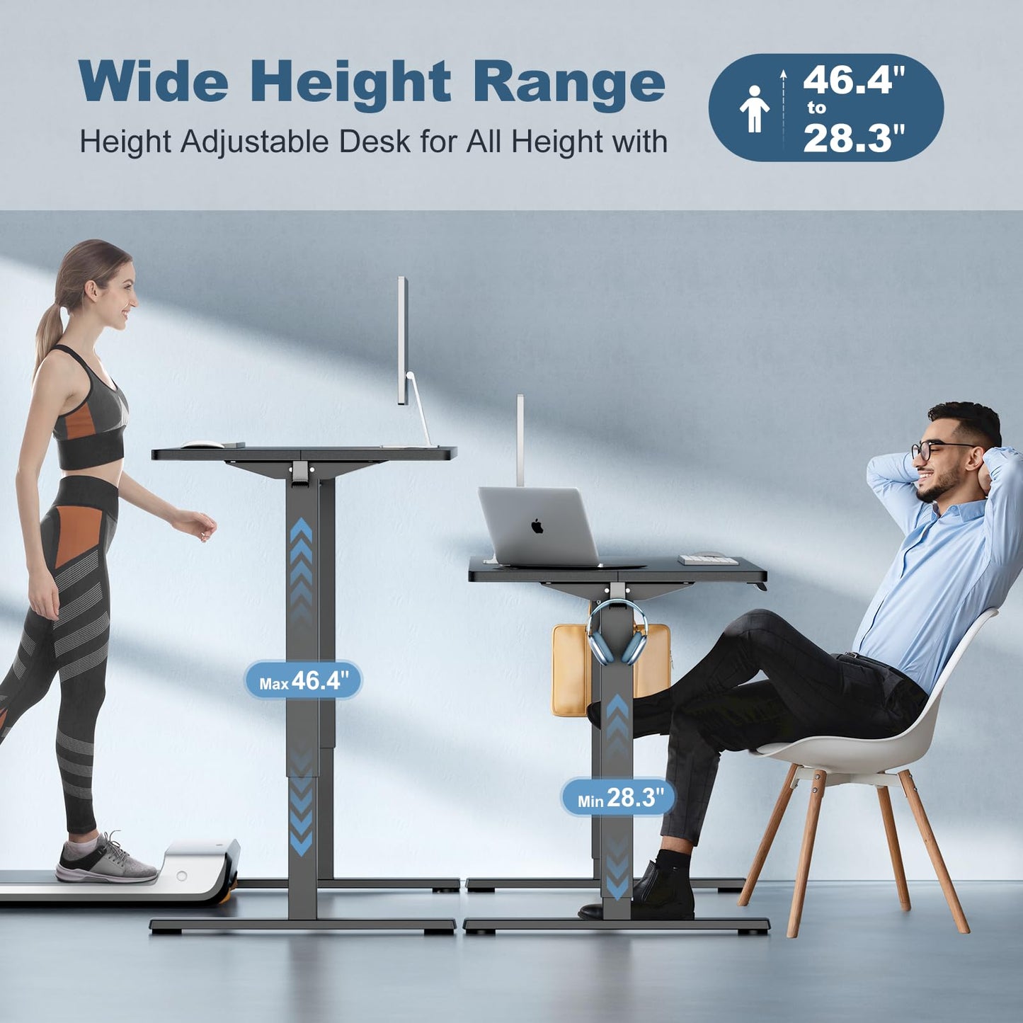 DUMOS 40 Inch Electric Standing Desk Height Adjustable, Sit to Stand Up Computer Workstations Work PC Table Home Office Study Writing Gaming Desks with Memory Presets for Walking Pad, Bedroom, Black