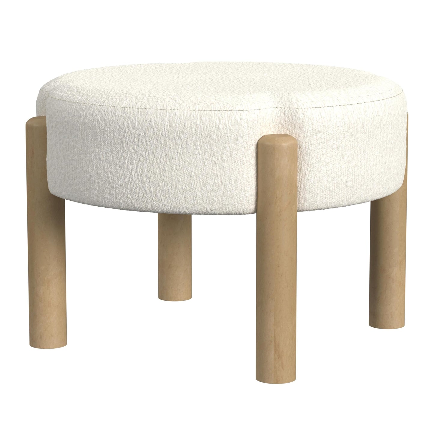 HomePop Luna 22" Round Ottoman - Cream Boucle