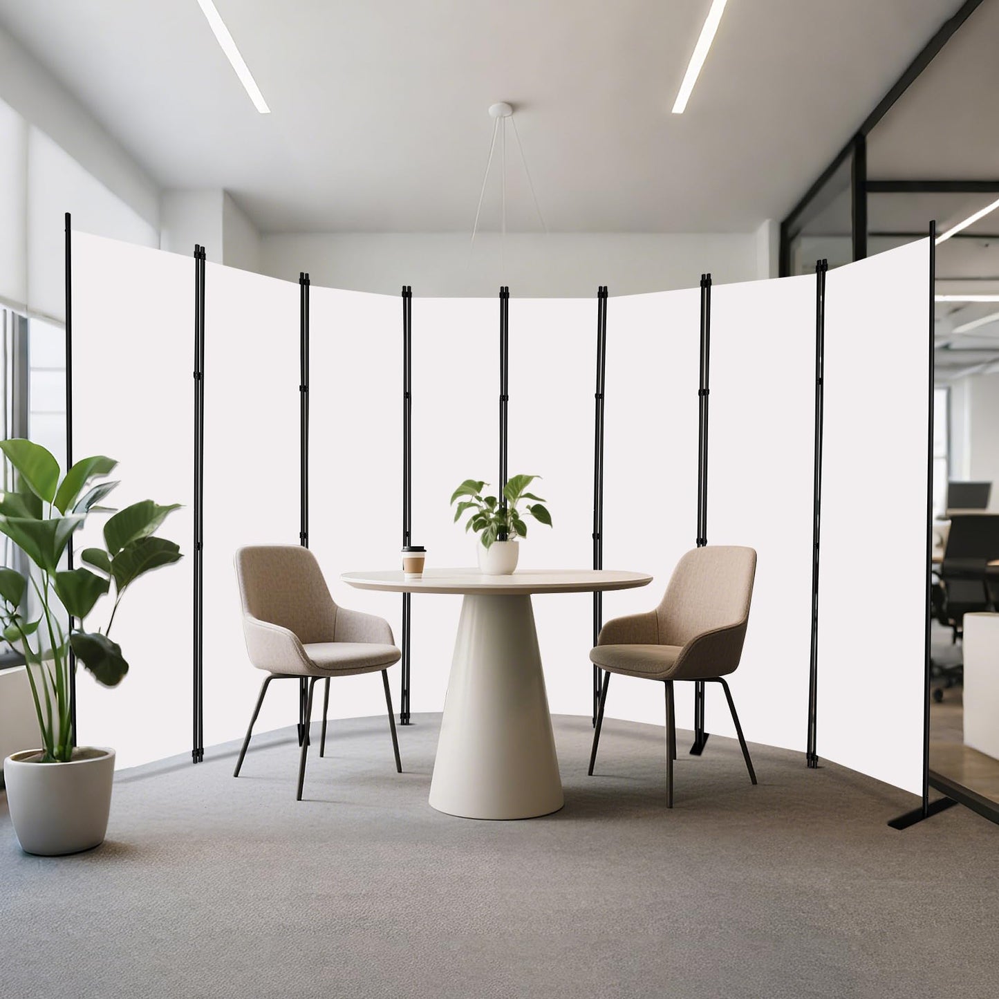 MAYOLIAH 8-Panel White Room Divider 6ft Tall Folding Privacy Screen Portable Office Partition Indoor Wall Separator 160" W X 72" H