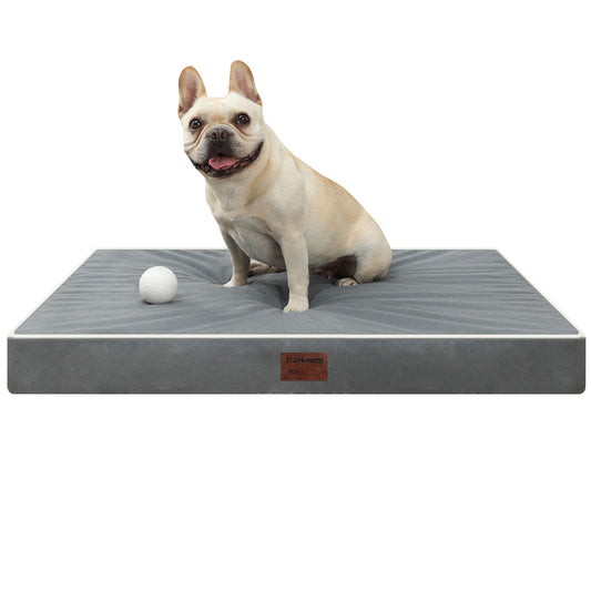 YIZHUOPET Orthopedic Dog Bed,Small M Sized Dog 30''X20''x3'' Soft Waterproof Egg Foam Pet Crate Beds Mat or Kennel Pads with Removable Washable Cover,Non-Slip Bottom,Dark Grey