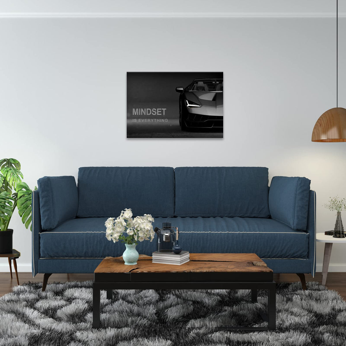 Motivational Canvas Wall Art Lamborghini Posters Prints Entrepreneur Bundle Set 1 Pieces Mindset Is Everything Canvas Wall Art Decorations for Office Bedroom (12" W x 18" H)