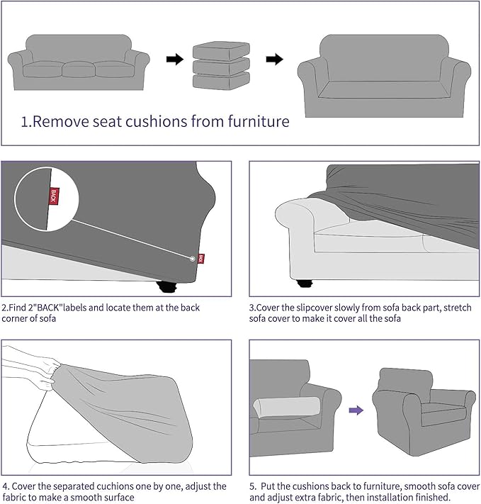 ZNSAYOTX 4 Piece Oversized Sofa Covers