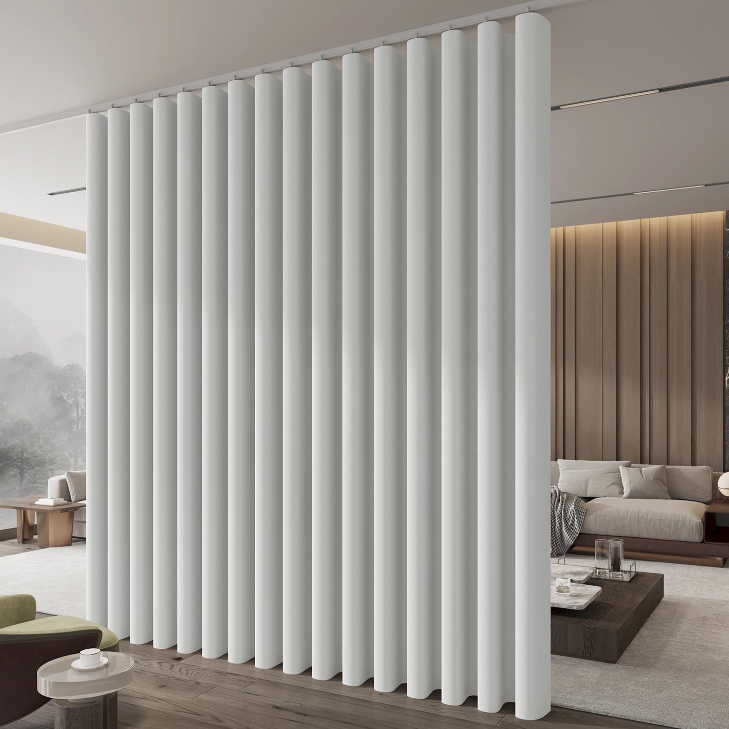Jilron Room Divider Curtain Ceiling Curtain Track Set for Blackout and Privacy (White Curtain + White Track) 106" W x 84" L -1 Piece