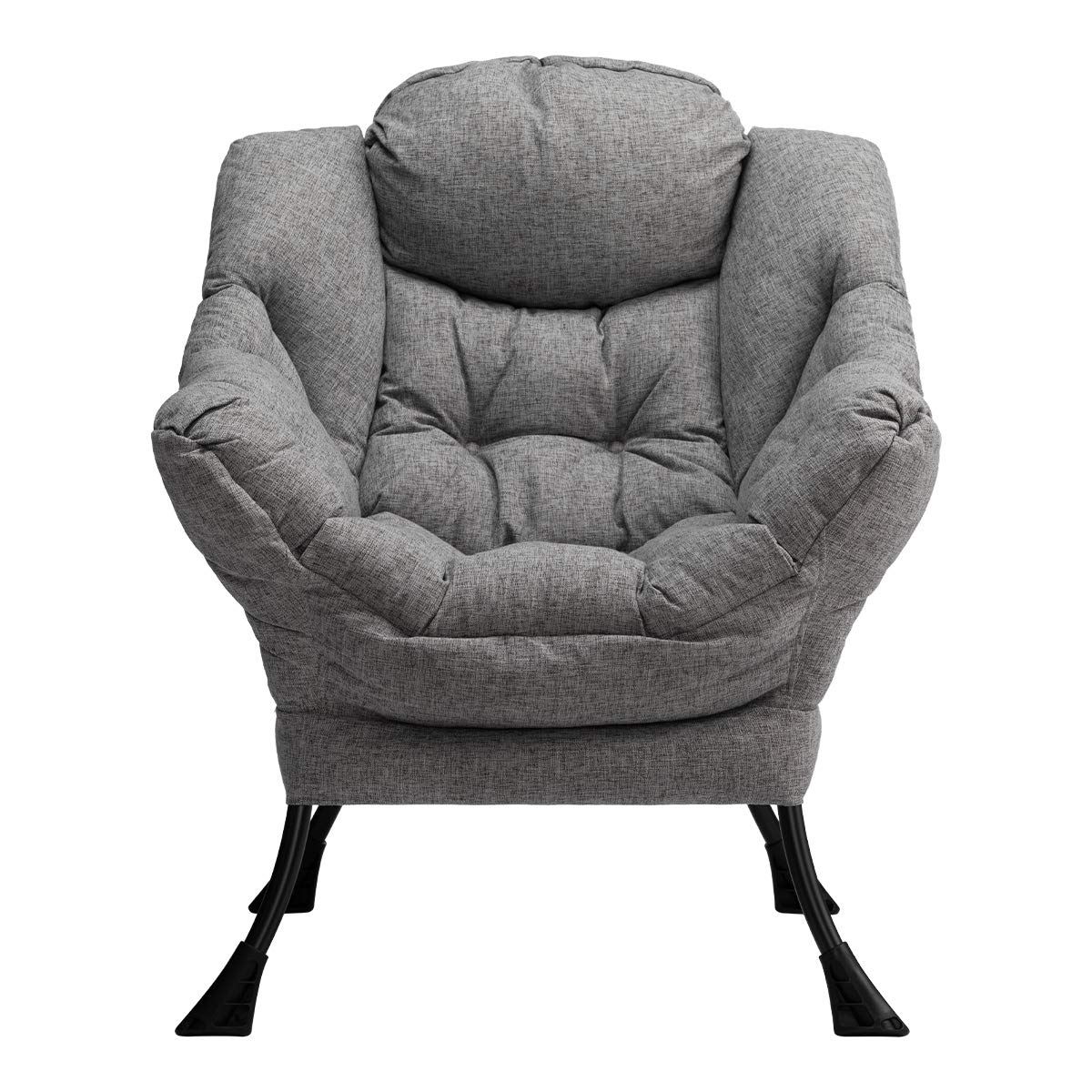 HollyHOME Lazy Chair with Armrest and Side Pocket, Comfy Accent Lounge Chair,Leisure Sofa Armchair for Living Room, Bedroom, Dorm, or Small Spaces, Oversized Reading Sofa Chair,Cotton-Linen Grey