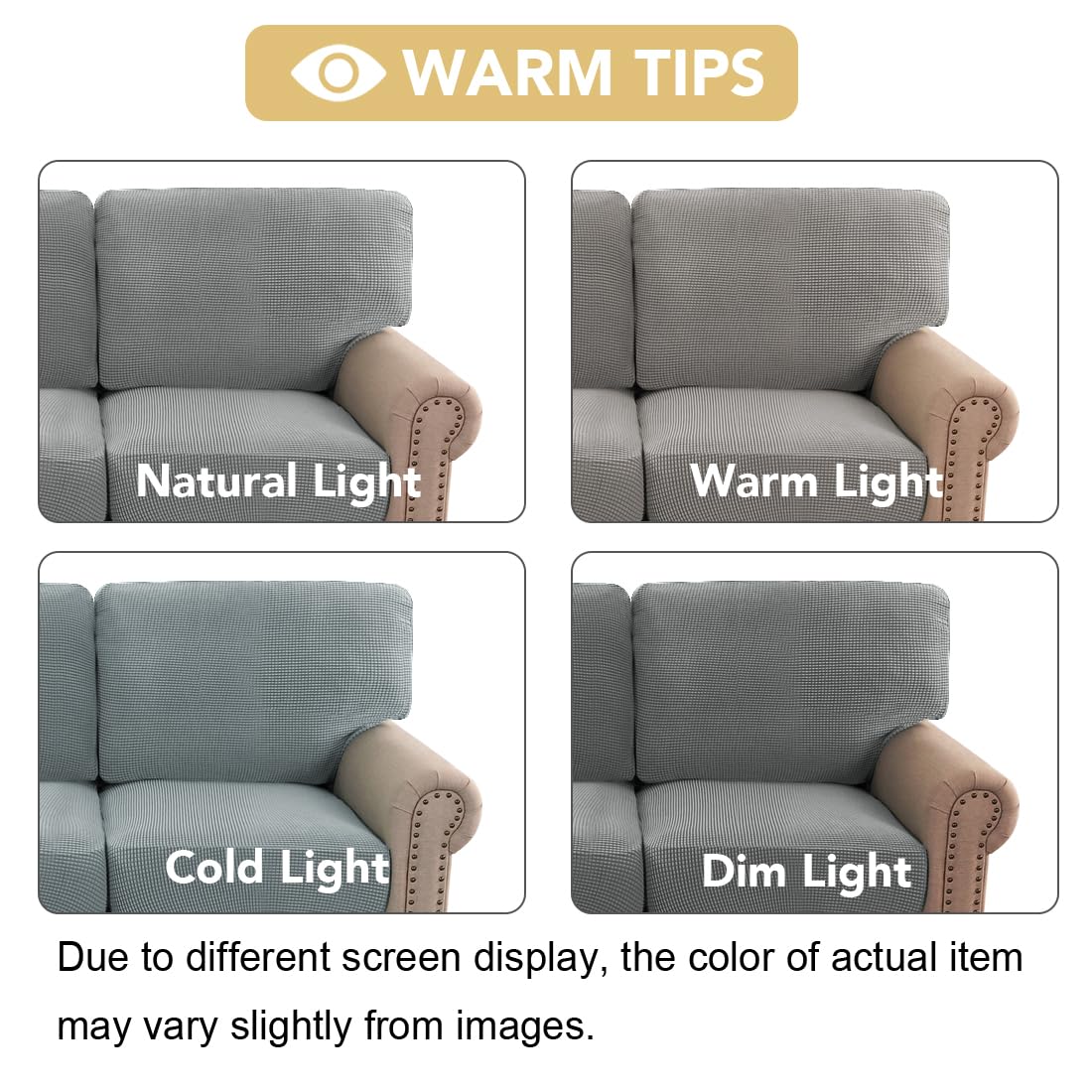 H.VERSAILTEX Multi-Pieces Sofa Slipcovers for 3 Seat Cushion Couch High Stretch Couch Cushion Covers Jacquard Textured Twill Fabric(3 Seat Covers Plus 3 Back Cushion Covers, Dove)