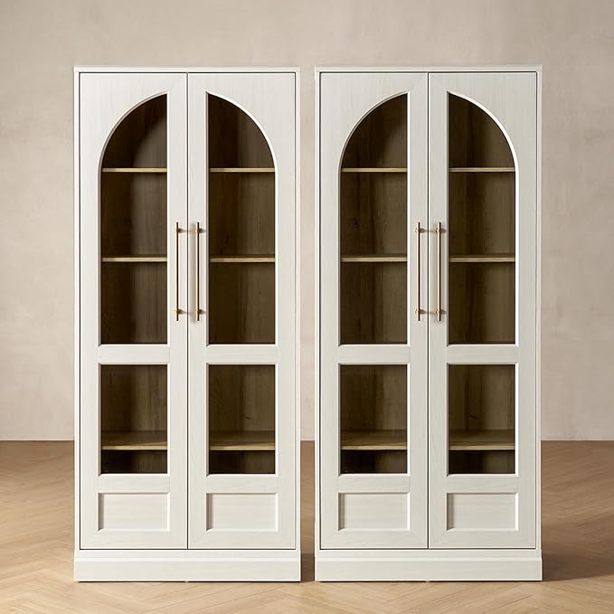 mopio Blake Tall Display Cabinet, Kitchen Buffet Pantry Cupboard, Trophy