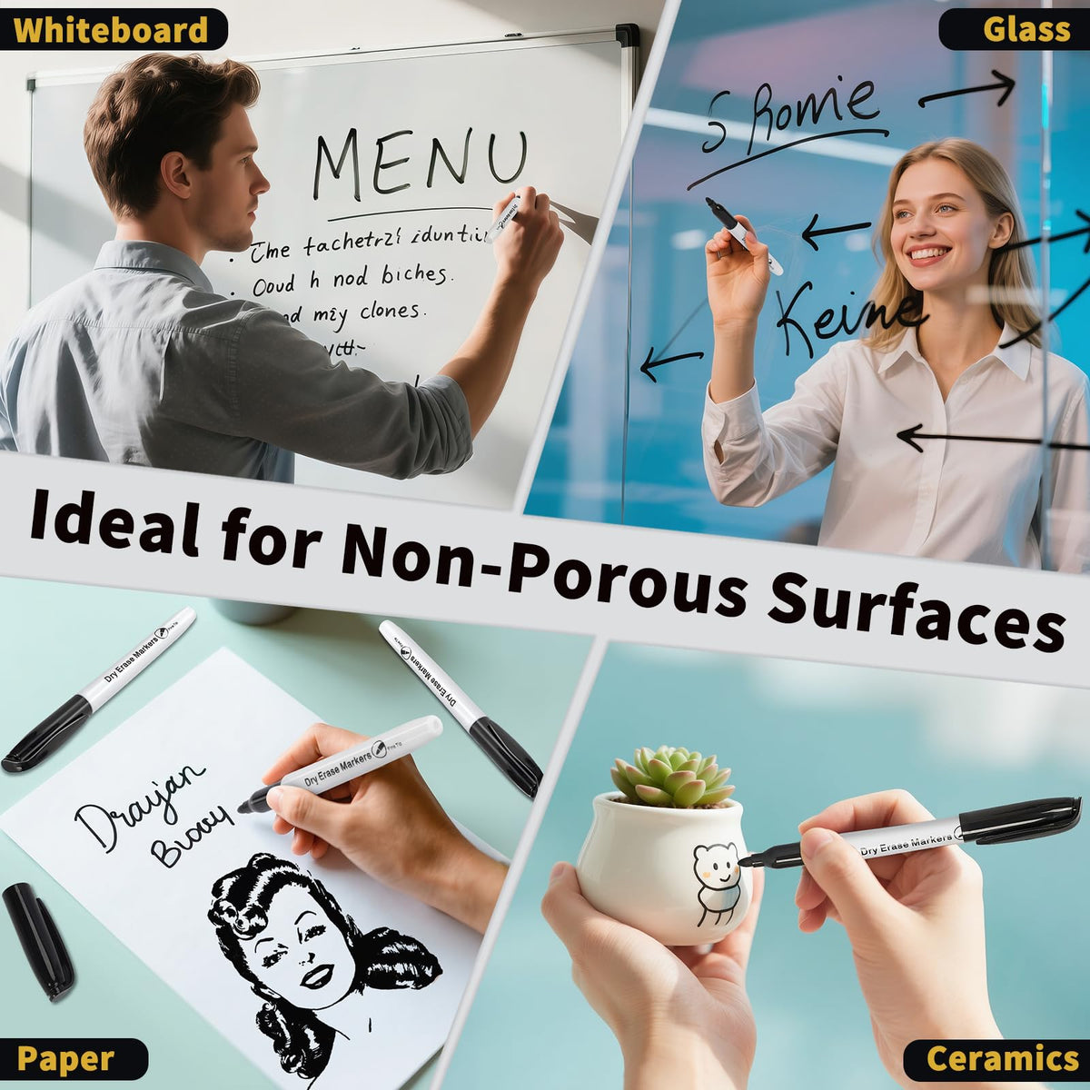 Jumlys 168 Pack Fine Tip Dry Erase Markers, Bulk Whiteboard Erasable Black Markers, Ideal for School Classroom Office Supplies, Non-Toxic & Easy Clean for White board