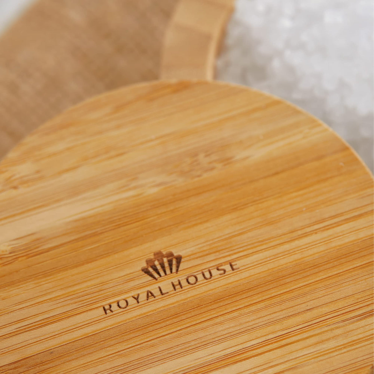 RoyalHouse 6 Oz Capacity Natural Bamboo Salt and Pepper Holder With Bamboo Lid, Salt Cellar With Magnetic Swivel Lid, Healthy Storage Box For Herbs Or Favorite Seasonings (Pack of 4)