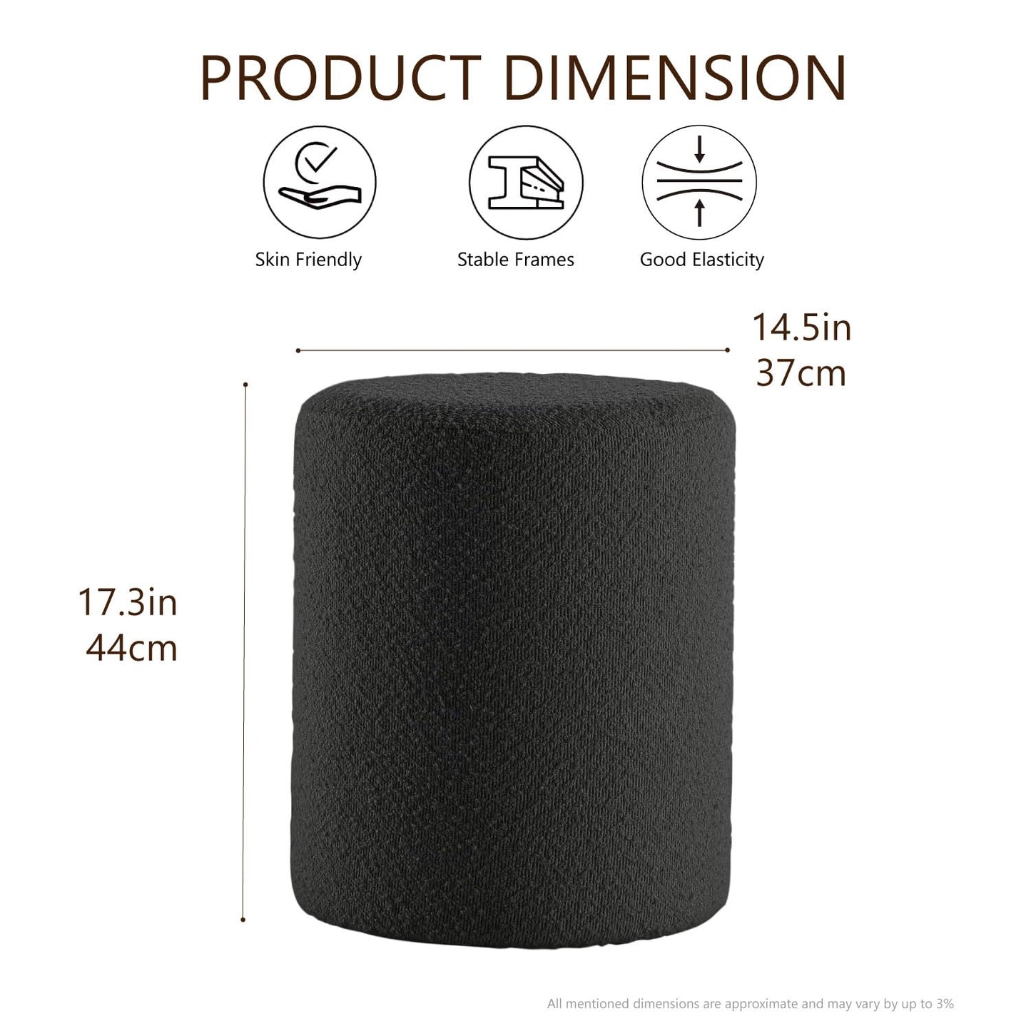 Get Set Style Modern Round Ottoman with Soft Padded Seat, Multifunctional Vanity Stool for Makeup, Upholstered Footrest Stool Ottoman Foot Stool for Living Room, Bedroom