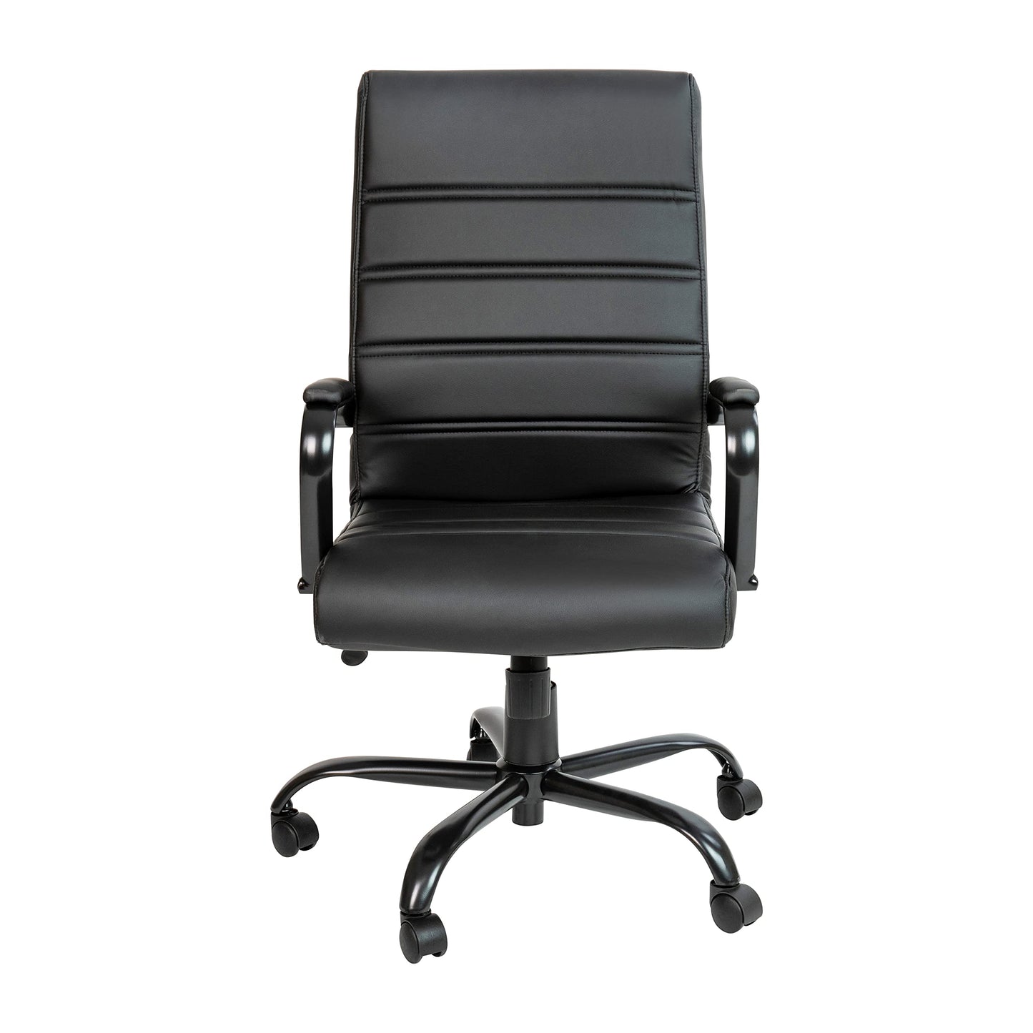 Flash Furniture Whitney High-Back Swivel LeatherSoft Desk Chair with Padded Seat and Armrests, Adjustable Height Padded Office Chair, Black