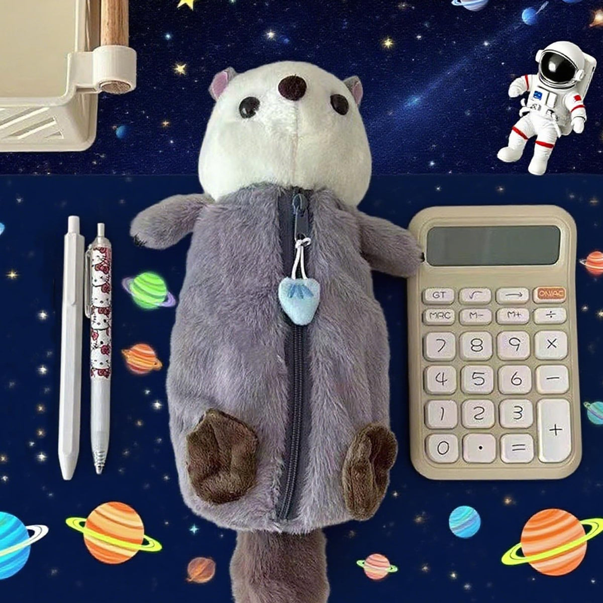 Cmtuuy Pencil Case, Cute Pencil Pouch, Pen Bag Case, Plush Large Capacity Storage Bag, Zipper Pen Pouch for Girl and Boy (Sea otter)