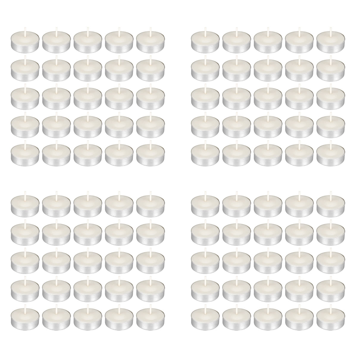 Mega Candles 100 pcs Unscented White Tea Lights Candles, Pressed Wax Candle 3.5 Hour Burn Time, Home Décor, Wedding Receptions, Occasions, Festivities, Events, Meditations, Spa, Prayers, Vigil