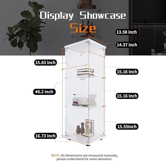 Beauty4U One-Door Glass Display Cabinet, Collection Display, Quick Installation