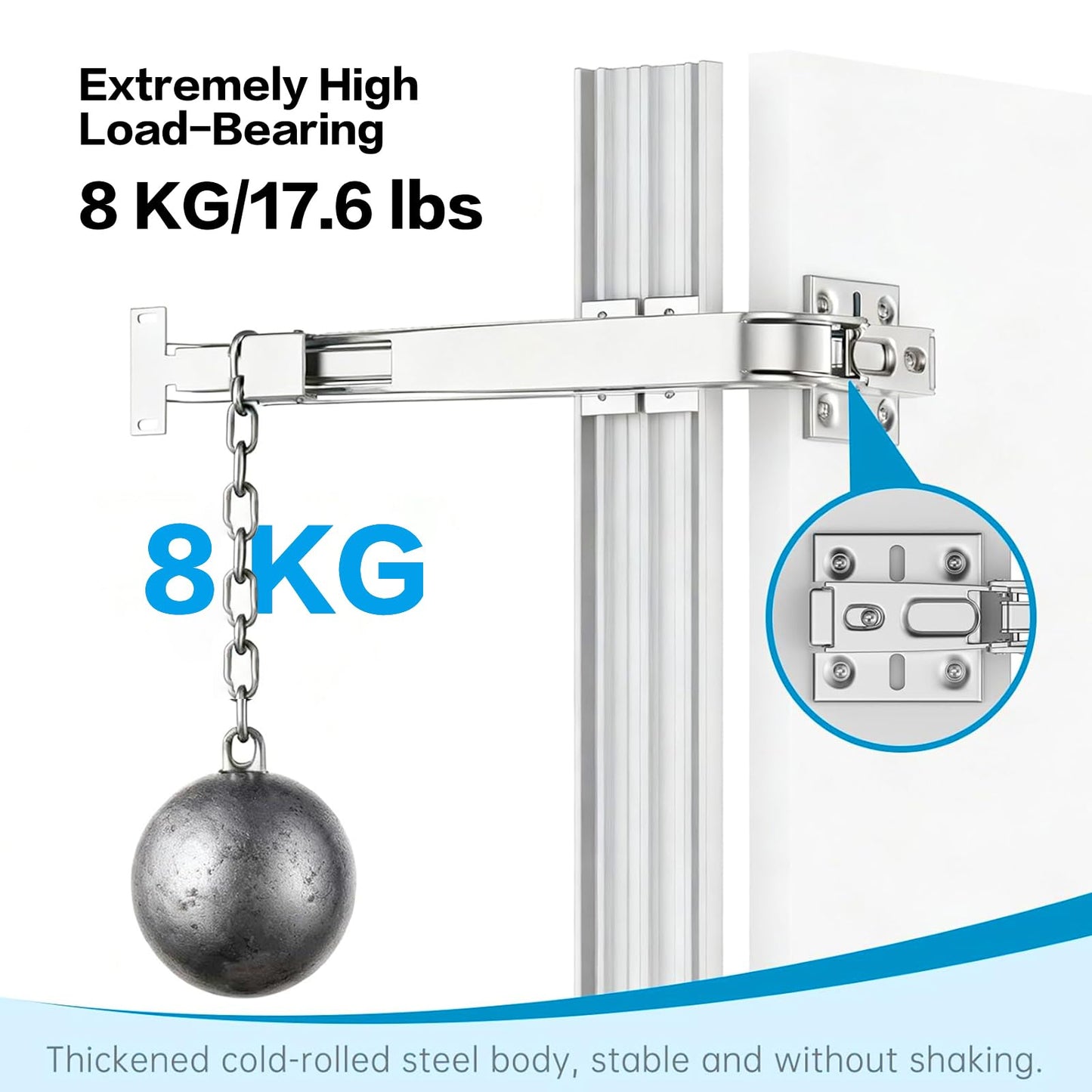 Jisano 2 Sets Opening Door Hinge Set 180° Parallel Opening Cabinet Wardrobe Door Sliding Load-Bearing 17.6lbs Heavy Duty Hinge