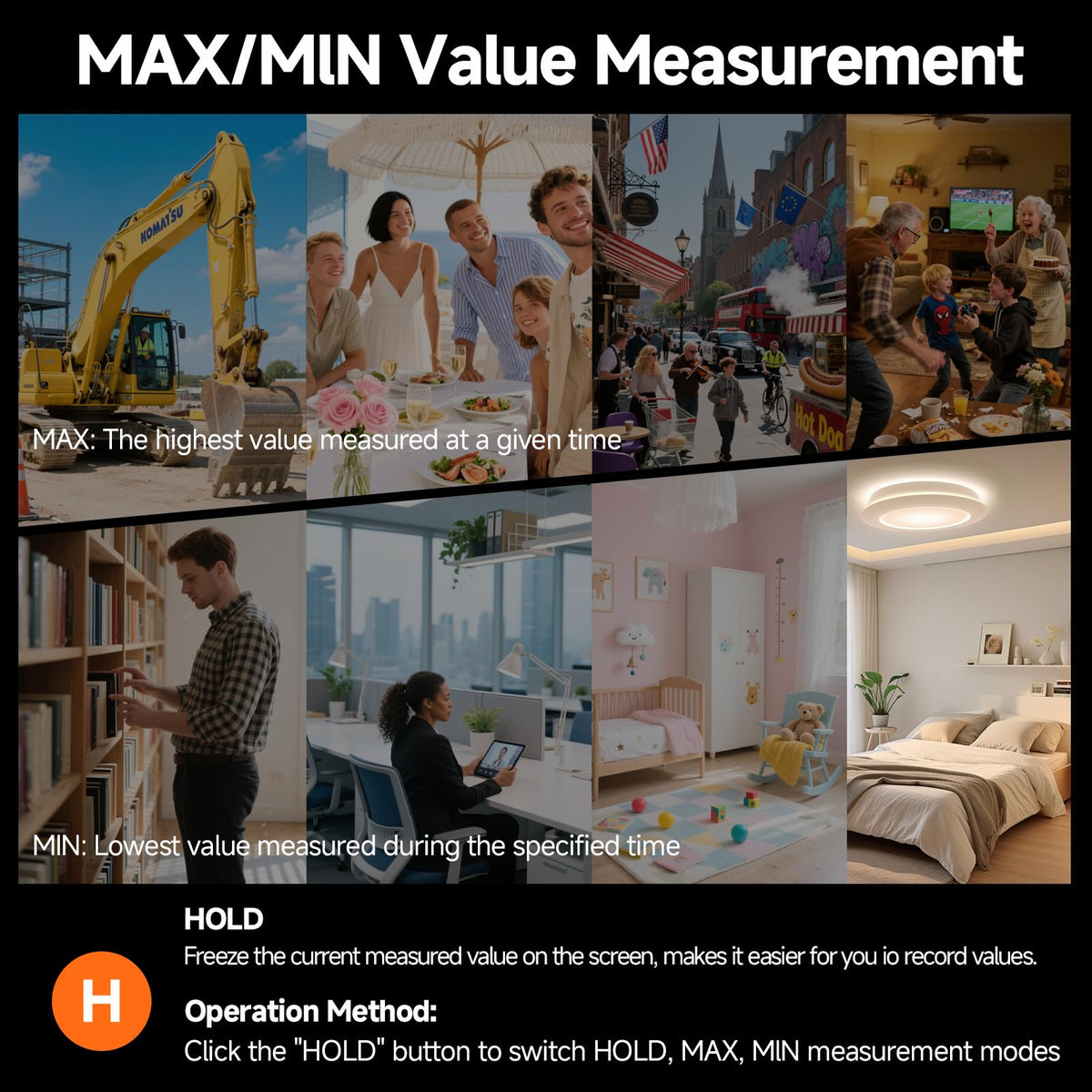 Power Supply Available Decibel Meter, Gedaye Sound Level Meter, A/C Weighted SPL Meter, Noise Measure Device 30-130dB, Noise Detector Sound Monitor Decibel Reader Classroom Factory Noisy Neighbor