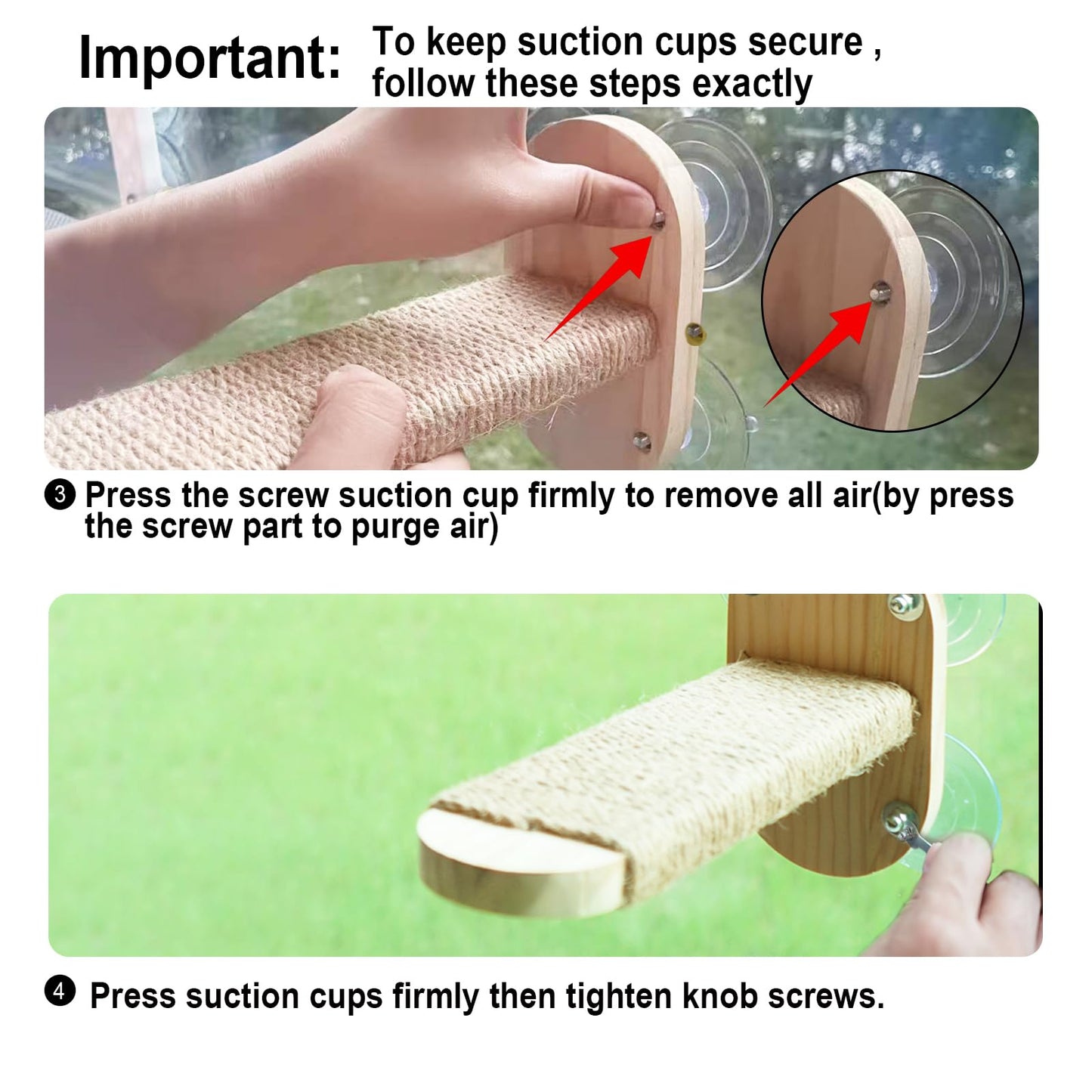 LOVMIOAW 2 Pack Cat Window Shelves, Durable Kiity Seat for Window Sill，Furniture Set with Jute Rope for Scratching, Kneading, Climbing
