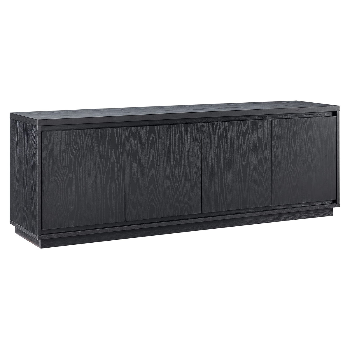 Henn&Hart TV Stand for TVs up to 75" with 2 Concealed Storage Cabinets and Adjustable Shelves for Living Room, Family Room, or Office, Natural Black