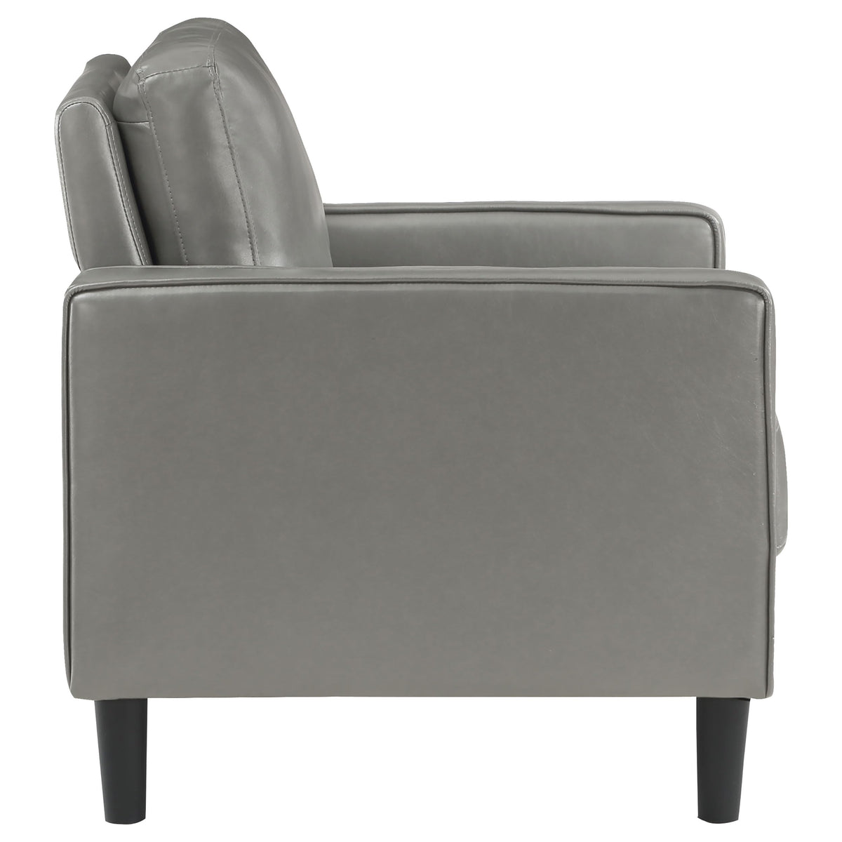 Coaster Home Furnishings - Ruth - Track Arm Accent Chair with Gray Faux Leather Upholstery, Foam Cushion and Tapered Legs - Living Room - Gray - 508367