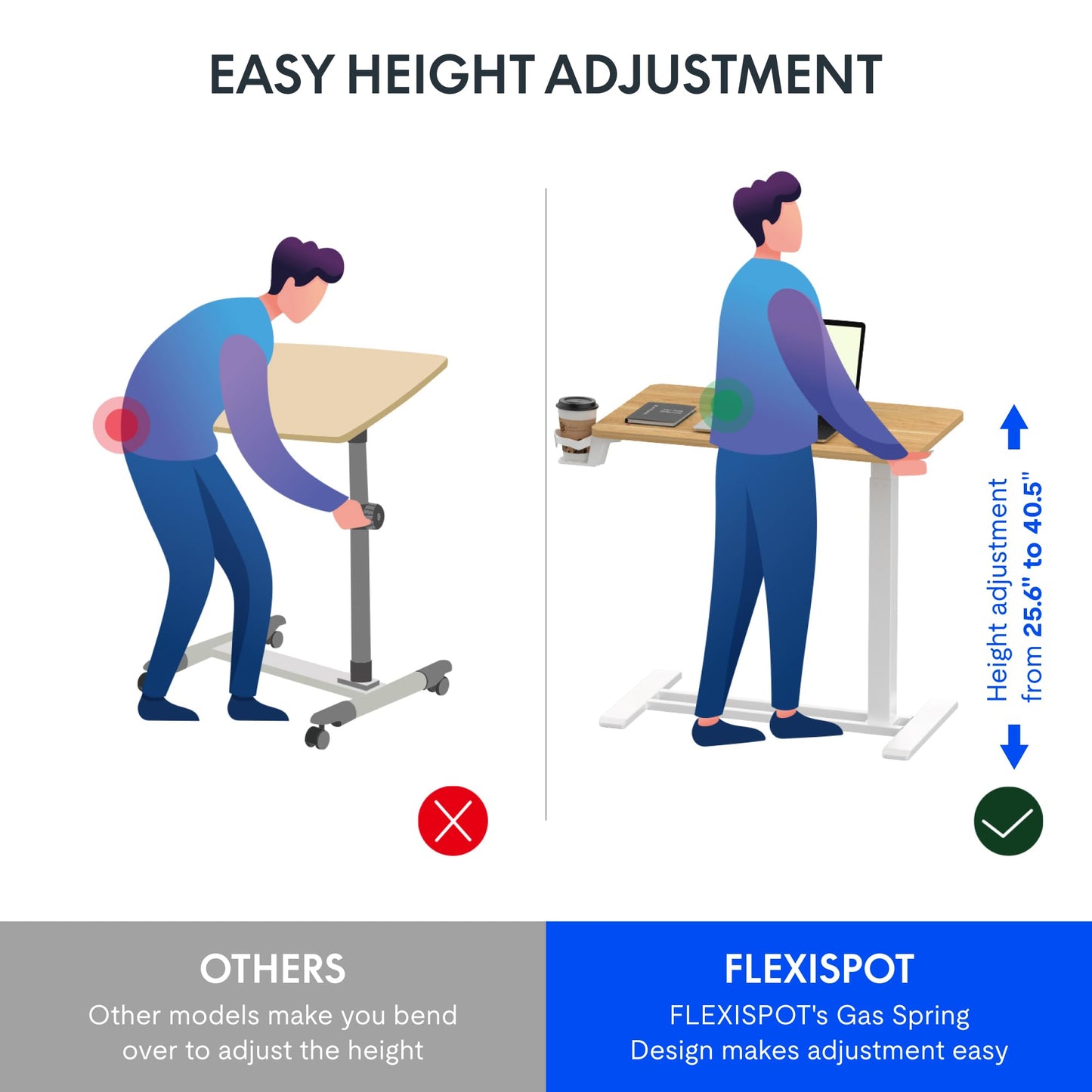 FLEXISPOT H7 Adjustable Overbed Bedside Table with Wheels Pneumatic Mobile Standing Desk Laptop Desk Rolling Computer Cart Movable Overbed Table Hospital Home Use(27.6" W x 15.7" D, Maple Table)