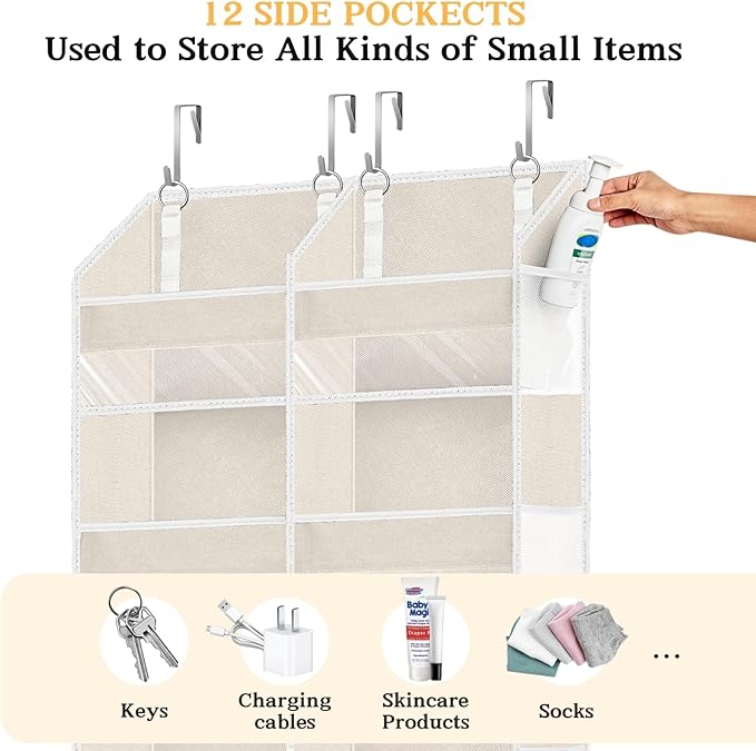 2 Pack Over The Door Organizer 6 Tiers, Extra Large Behind Door Storage of 12