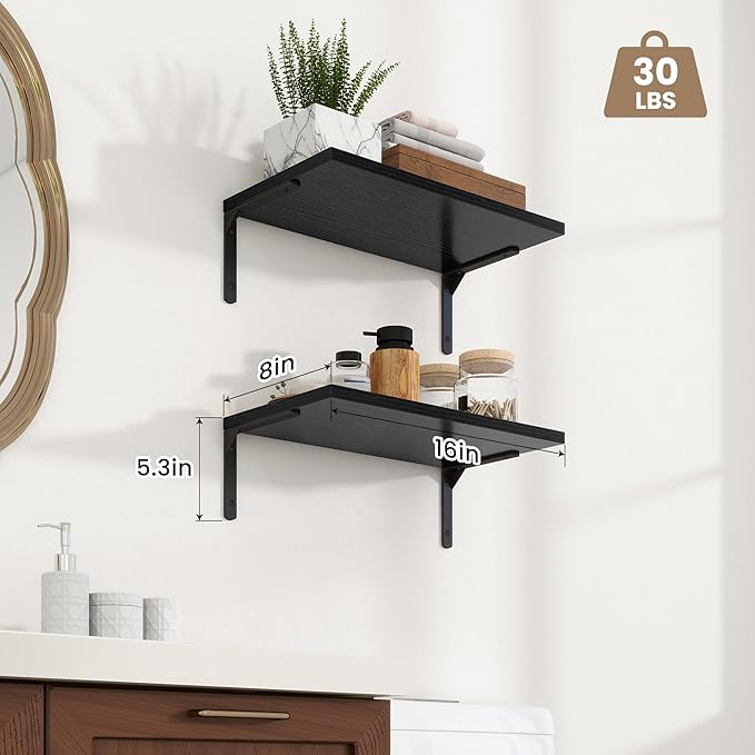 Fun Memories Deep Floating Shelves, 16W x 8D Floating Shelves Set of 2