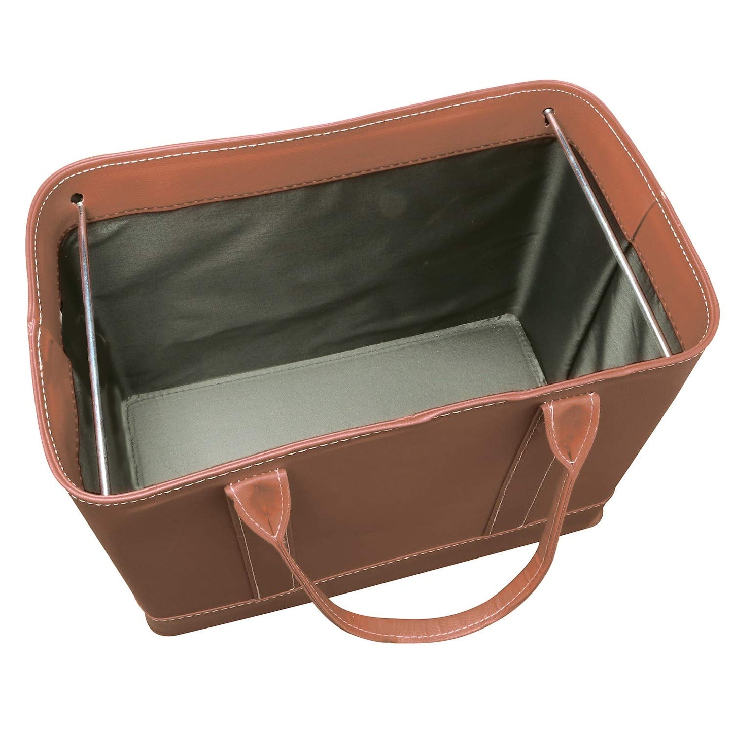 HOME DISTRICT Chic File Organizer Tote - Important Document Organizer Bag, Portable File Box with Handle, Brown