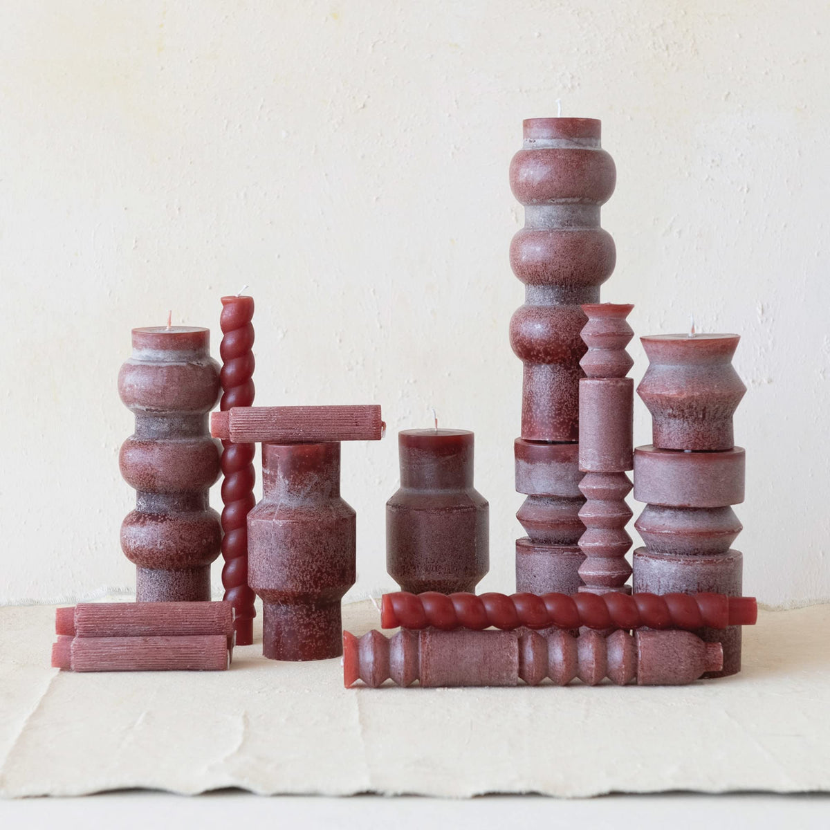 Creative Co-Op Unscented Totem Pillar, Cabernet Candles, 3" L x 3" W x 9" H, Purple