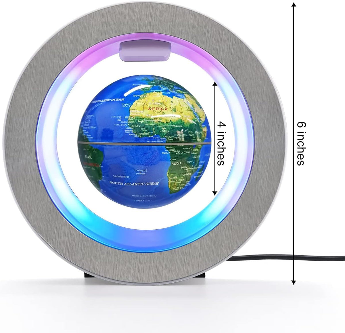 Flagest Magnetic Levitation Floating Globe - Levitating O Shape Globe with LED Lights for Education Home Office Desk Decor - Birthday Holiday Party Gift (4Inches）