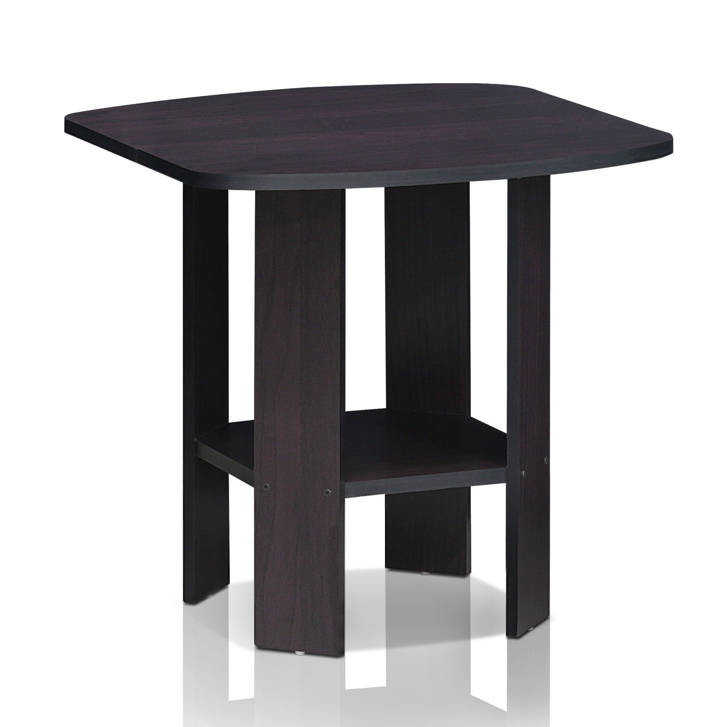 Furinno SIMPLE DESIGN Side Table, 2-Tier Modern End Table with Soft Edges, Open Shelves Night Stand, Bedside Table, for Living Room, Bedroom, Dark Walnut