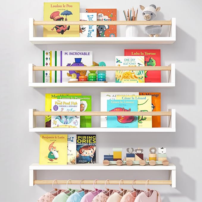 Fixwal Nursery Book Shelves, 23.6 Inch Floating Bookshelves